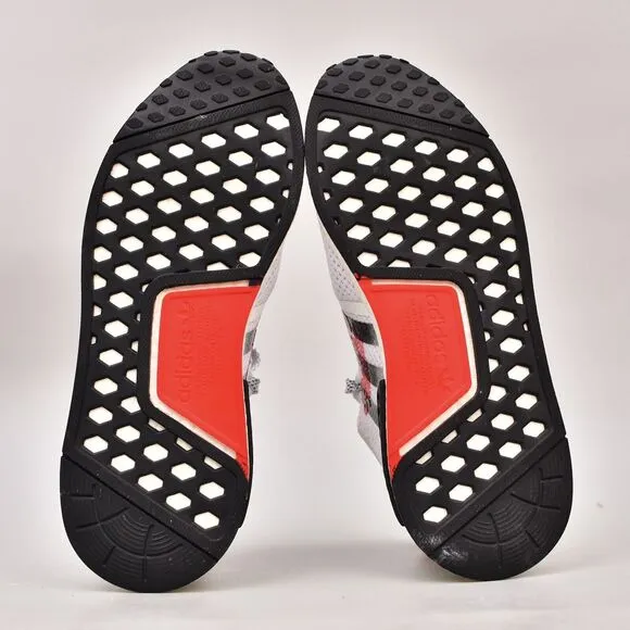 ADIDAS NMD R1 YOUTH KIDS SIZE 7 PRIME KNIT BOOST SHOES RED WHITE WOMEN'S 8.5