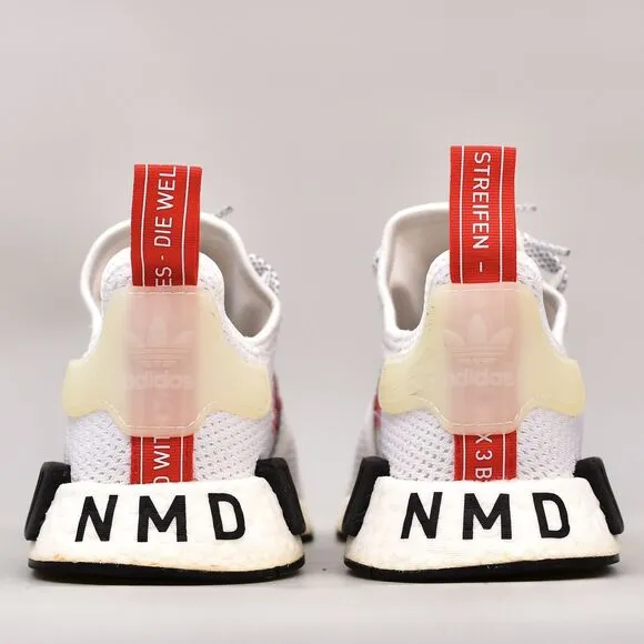ADIDAS NMD R1 YOUTH KIDS SIZE 7 PRIME KNIT BOOST SHOES RED WHITE WOMEN'S 8.5