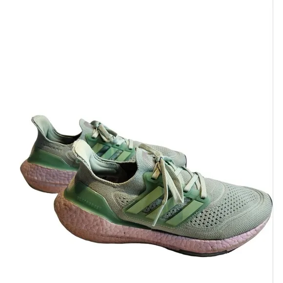 ADIDAS Original UltraBoost 21 in Hazy Green, 7.5