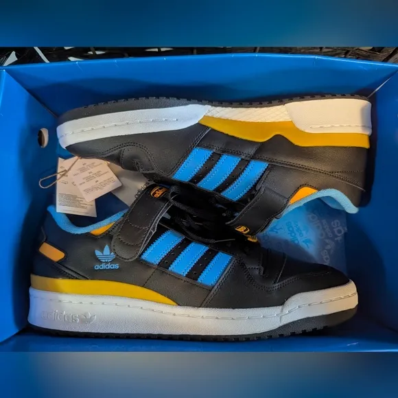 ADIDAS Originals Men's Forum Low Shoes Black Blue/gold 11.5 Sneakers Athletic