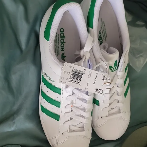 Adidas Superstar White  Green Sneakers