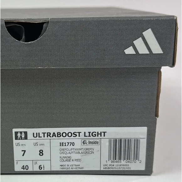 Adidas UltraBoost Light Gray Low Top Running Shoes Sneakers Boost Comfort IE1770