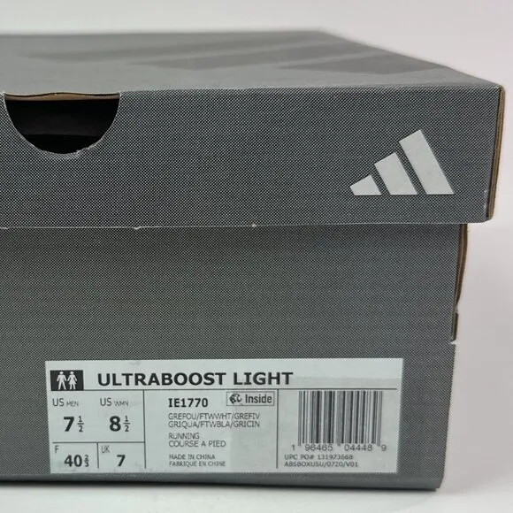 Adidas UltraBoost Light Gray Low Top Running Shoes Sneakers Boost Comfort IE1770