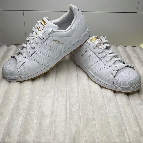 Adidas White and Gold Men's Shoes