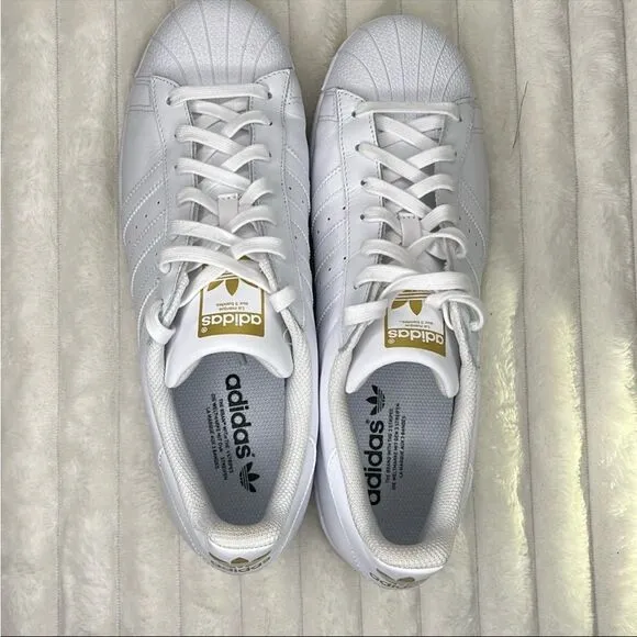 Adidas White and Gold Men's Shoes
