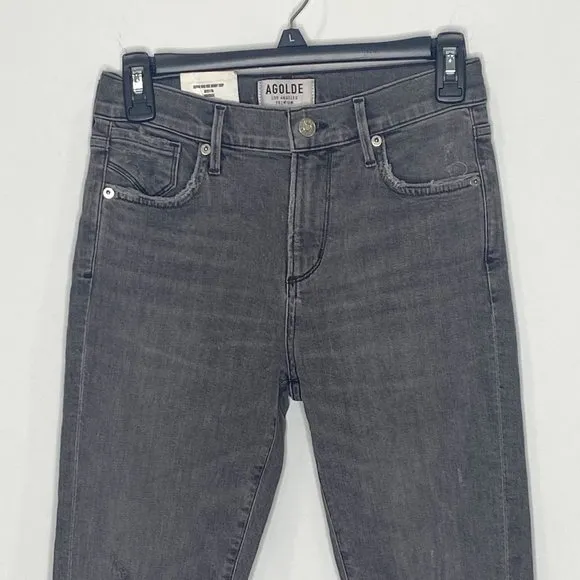 Agolde Sophie High Rise Distressed Skinny Crop in Maverick Gray Denim Size 25