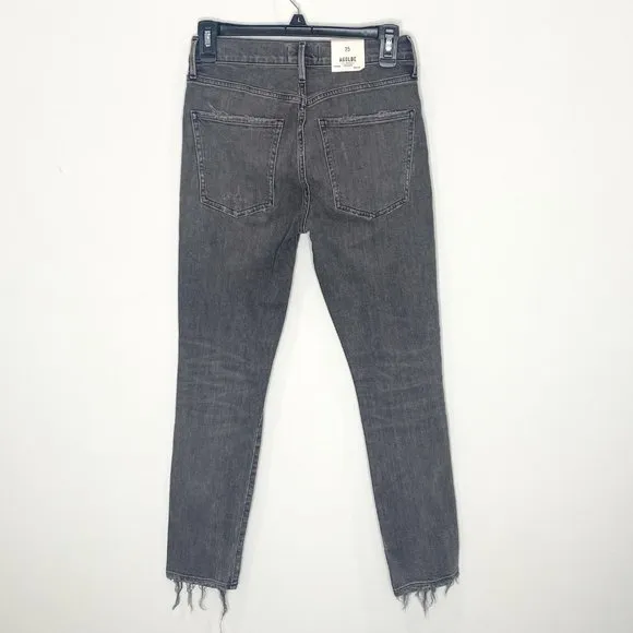 Agolde Sophie High Rise Distressed Skinny Crop in Maverick Gray Denim Size 25