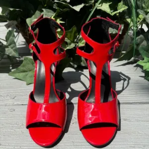 Aider Shock Absorbing Heels Red Stylish Strap Sandals 4&quot; heel Super Comfortable