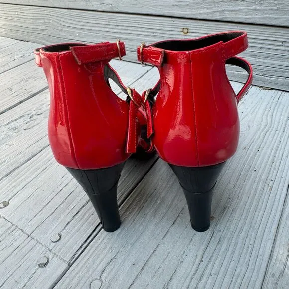 Aider Shock Absorbing Heels Red Stylish Strap Sandals 4&quot; heel Super Comfortable