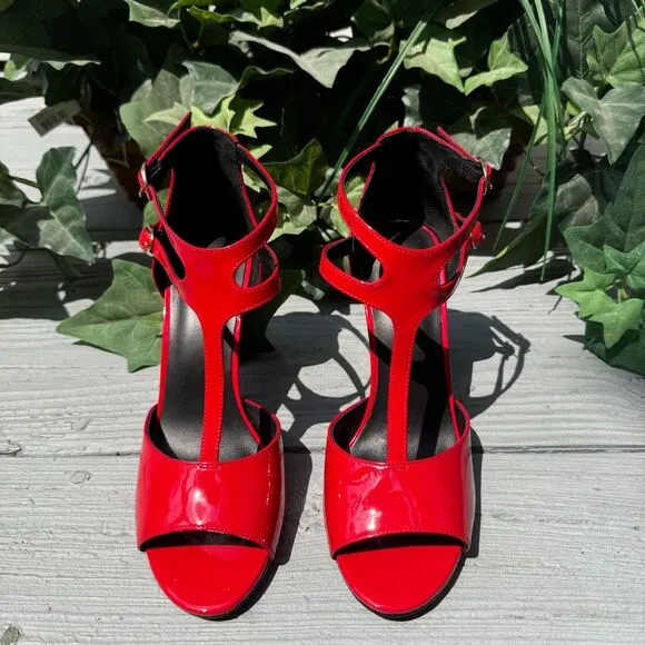 Aider Shock Absorbing Heels Red Stylish Strap Sandals 4&quot; heel Super Comfortable