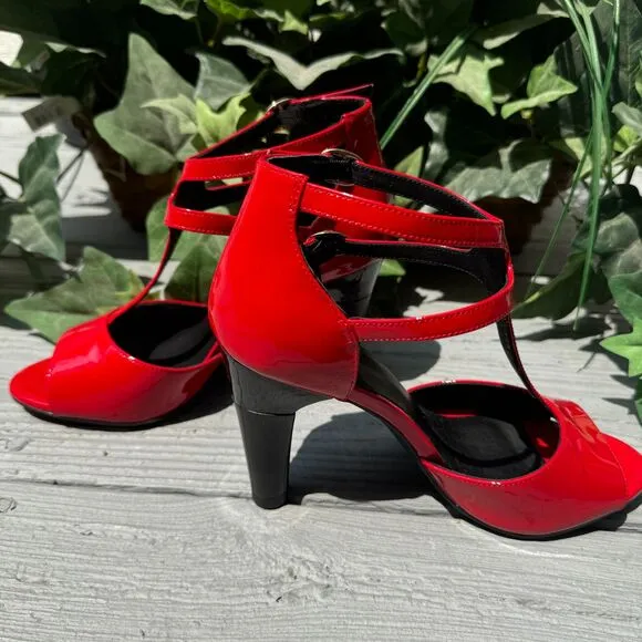 Aider Shock Absorbing Heels Red Stylish Strap Sandals 4&quot; heel Super Comfortable