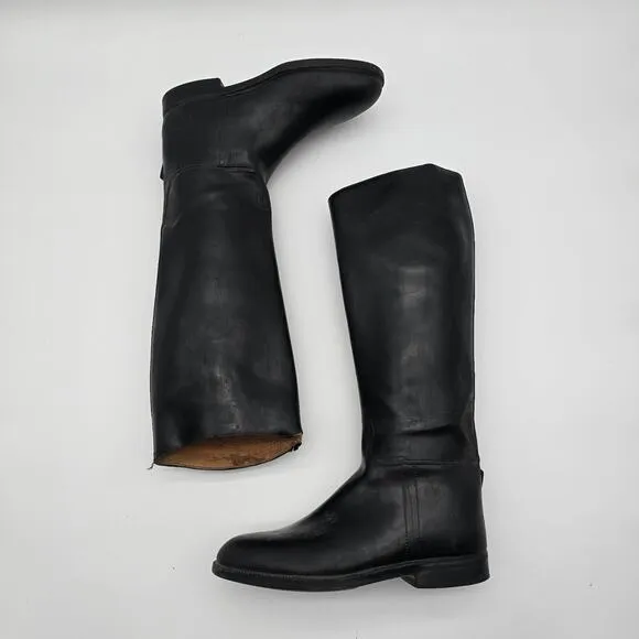Aigle Boots Womens 9 41 Black Rain Tall Wellie Waterproof Leather Lined Riding