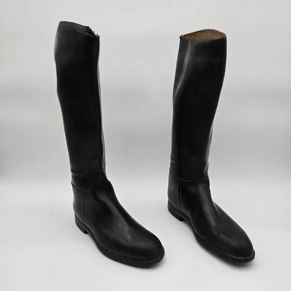 Aigle Boots Womens 9 41 Black Rain Tall Wellie Waterproof Leather Lined Riding