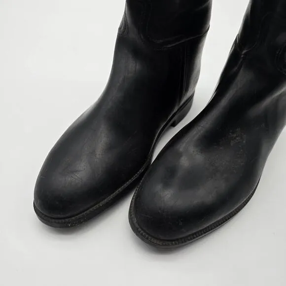 Aigle Boots Womens 9 41 Black Rain Tall Wellie Waterproof Leather Lined Riding