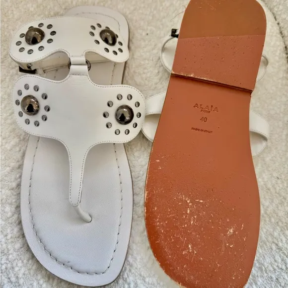 Alaia White Studded Sandals size IT 40