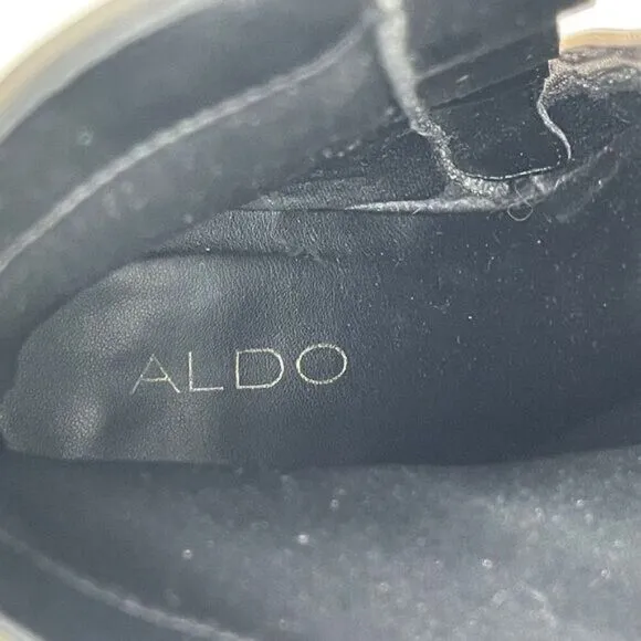 Aldo Womens Colorblock Leather Block Heel Catheryn Ankle Boots Black &amp; Gray Sz 8