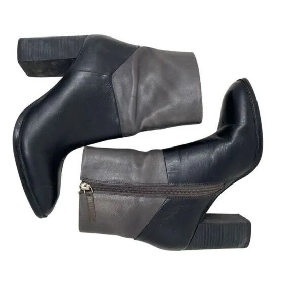Aldo Womens Colorblock Leather Block Heel Catheryn Ankle Boots Black &amp; Gray Sz 8