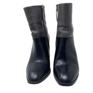 Aldo Womens Colorblock Leather Block Heel Catheryn Ankle Boots Black &amp; Gray Sz 8