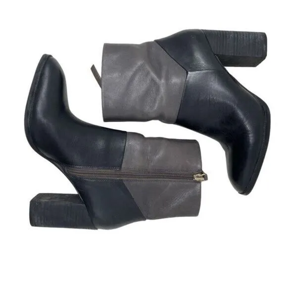 Aldo Womens Colorblock Leather Block Heel Catheryn Ankle Boots Black &amp; Gray Sz 8