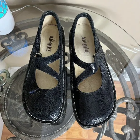 Alegria Dayna Dottie Professional Comfort Shoes Clogs Black Leather Womens Sz 40