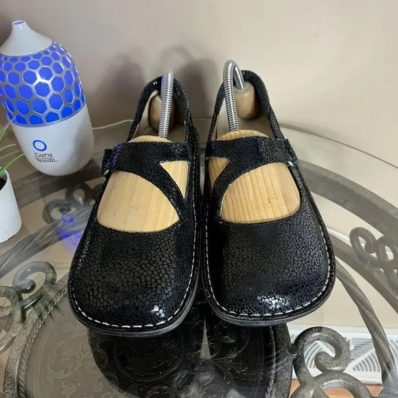 Alegria Dayna Dottie Professional Comfort Shoes Clogs Black Leather Womens Sz 40
