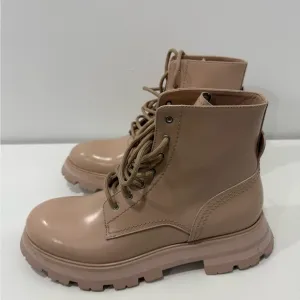 Alexander McQueen Tan Ankle Boots with Chunky Soles