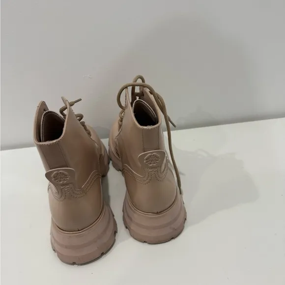 Alexander McQueen Tan Ankle Boots with Chunky Soles
