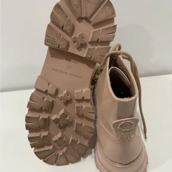 Alexander McQueen Tan Ankle Boots with Chunky Soles