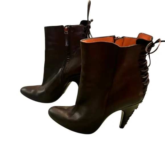 Alexandra Nèel 326 Black Leather Heeled Boot Size 37 in GUC — Made in Italy