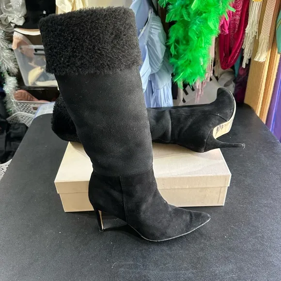 Alexandre Birman fur Black Boots with Stiletto Heel 39.5