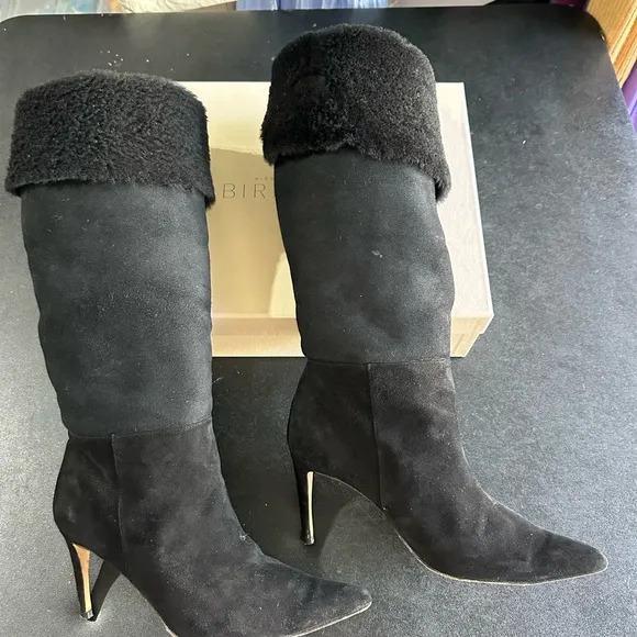 Alexandre Birman fur Black Boots with Stiletto Heel 39.5