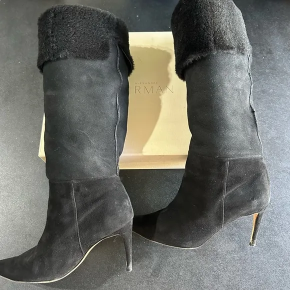Alexandre Birman fur Black Boots with Stiletto Heel 39.5