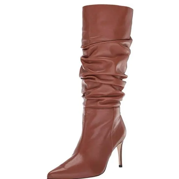 Alexandre Birman Lucy brown leather boots with stiletto heels.  Like new! Sz 8.5
