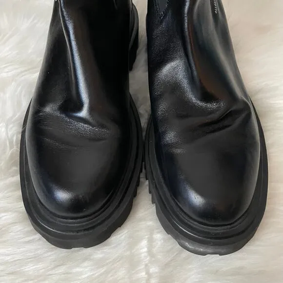 All Saints Boots Womens US 10 Black Hayley Leather Chelsea Lug Sole Pull On Goth