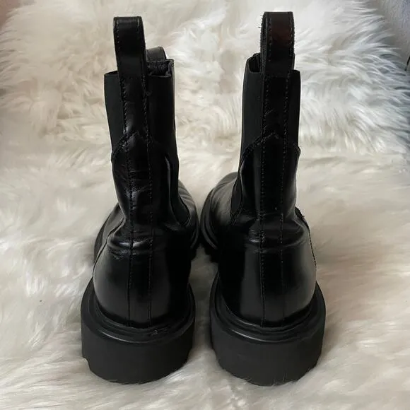 All Saints Boots Womens US 10 Black Hayley Leather Chelsea Lug Sole Pull On Goth