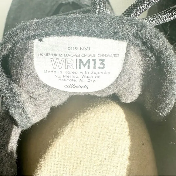 Allbirds Wool Runners Dark Grey  Black Comfort Shoes Mens Size 13