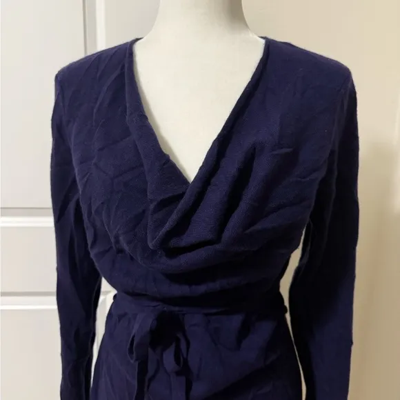 Allude 100% Cashmere Cowl-Neck Tie-Waist Sweater Dresss