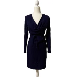 Allude 100% Cashmere Cowl-Neck Tie-Waist Sweater Dresss