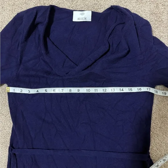 Allude 100% Cashmere Cowl-Neck Tie-Waist Sweater Dresss
