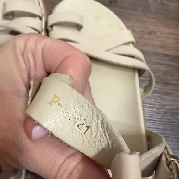ALOHAS Buckle Up Gladiator Sandals In Cream In Neutrals Size 40