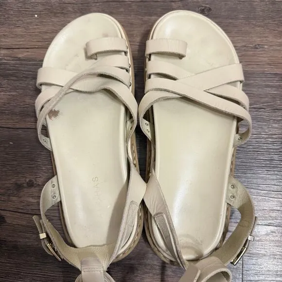 ALOHAS Buckle Up Gladiator Sandals In Cream In Neutrals Size 40