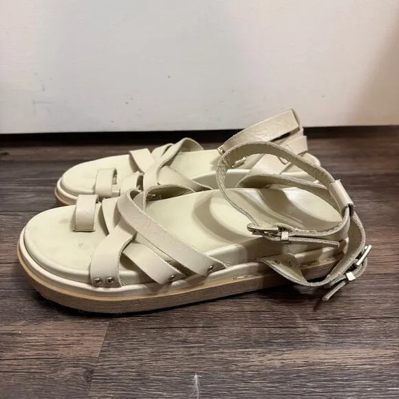 ALOHAS Buckle Up Gladiator Sandals In Cream In Neutrals Size 40