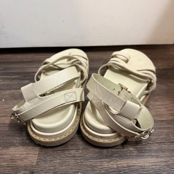 ALOHAS Buckle Up Gladiator Sandals In Cream In Neutrals Size 40