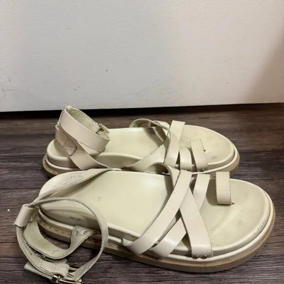 ALOHAS Buckle Up Gladiator Sandals In Cream In Neutrals Size 40