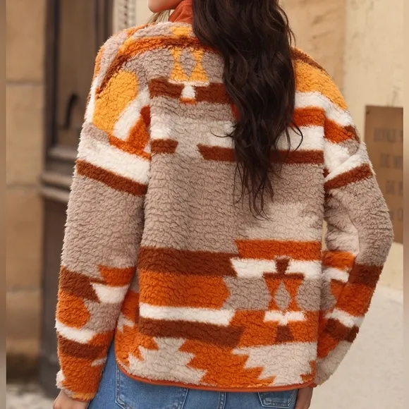 Amber Fuzzy Touch Snap Jacket