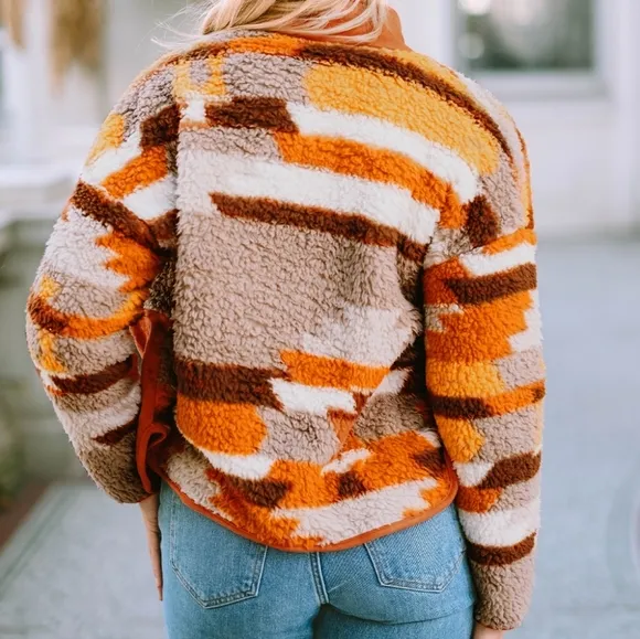 Amber Fuzzy Touch Snap Jacket
