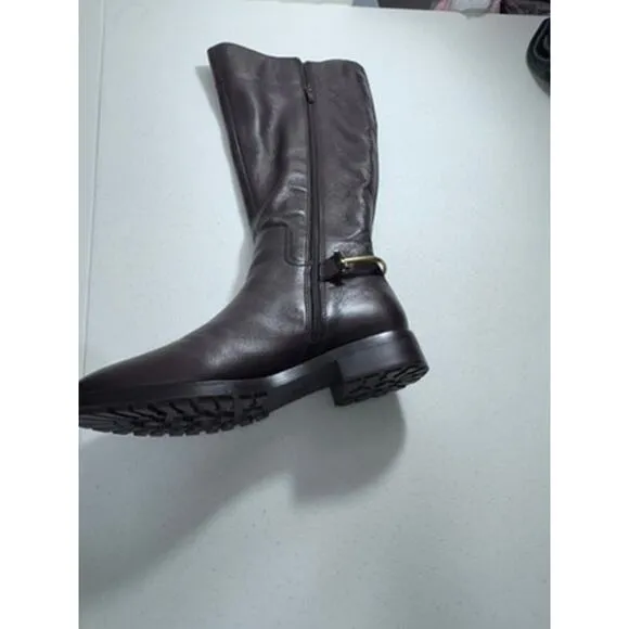 &quot;27 Edit&quot; Dark Brown, Knee High Boots, Size 7.5, Leather Zip Up, Quiet Money