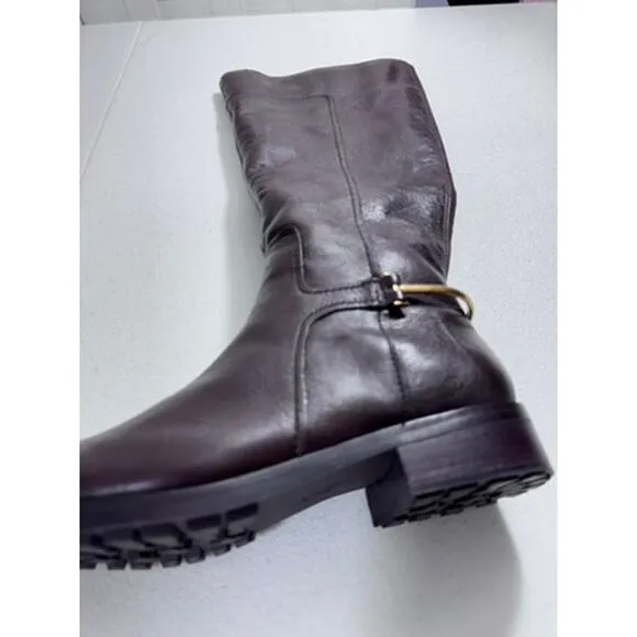 &quot;27 Edit&quot; Dark Brown, Knee High Boots, Size 7.5, Leather Zip Up, Quiet Money