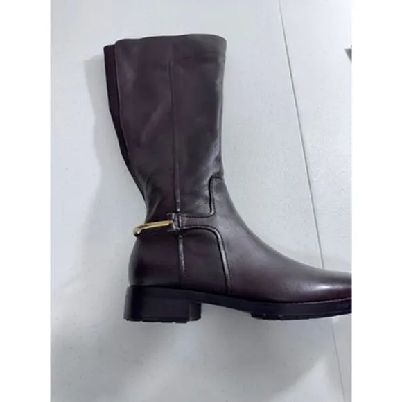 &quot;27 Edit&quot; Dark Brown, Knee High Boots, Size 7.5, Leather Zip Up, Quiet Money