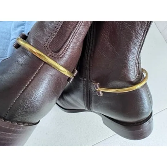 &quot;27 Edit&quot; Dark Brown, Knee High Boots, Size 7.5, Leather Zip Up, Quiet Money
